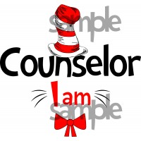 Counselor I am iron on transfer, Cat in the Hat iron on transfer for Counselor,(1s)